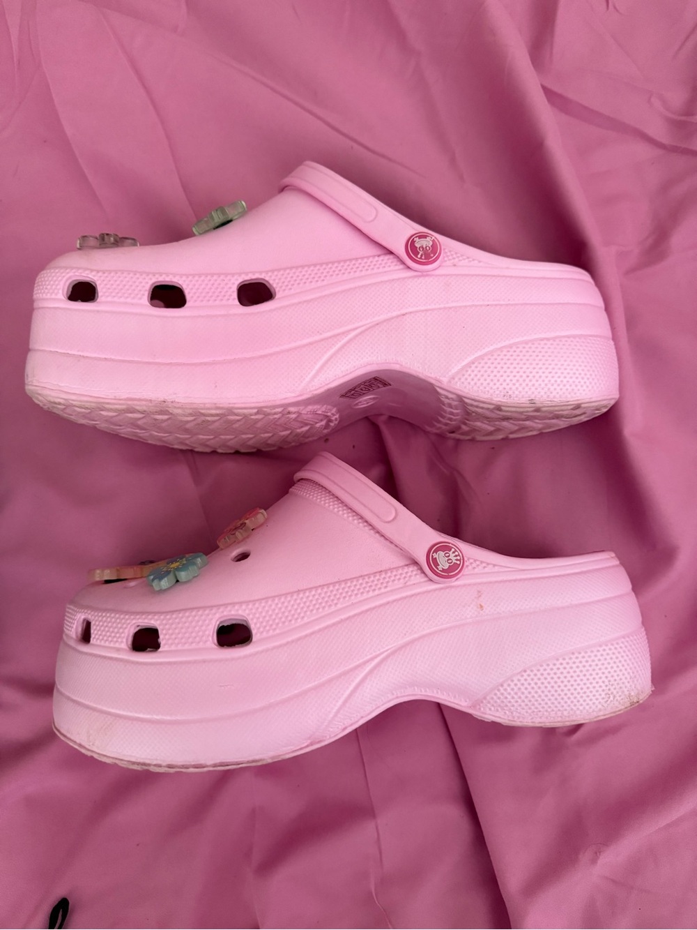 Platform Clog Mules in Pink